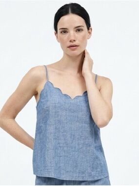 J. CREW | Blue Denim-Look Scallop-Edge Cami Tank Top Women’s Size 4